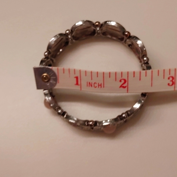 2/$30 Silver tone Coin Bracelet with Pink Cat's Eye Stones - Picture 5 of 5